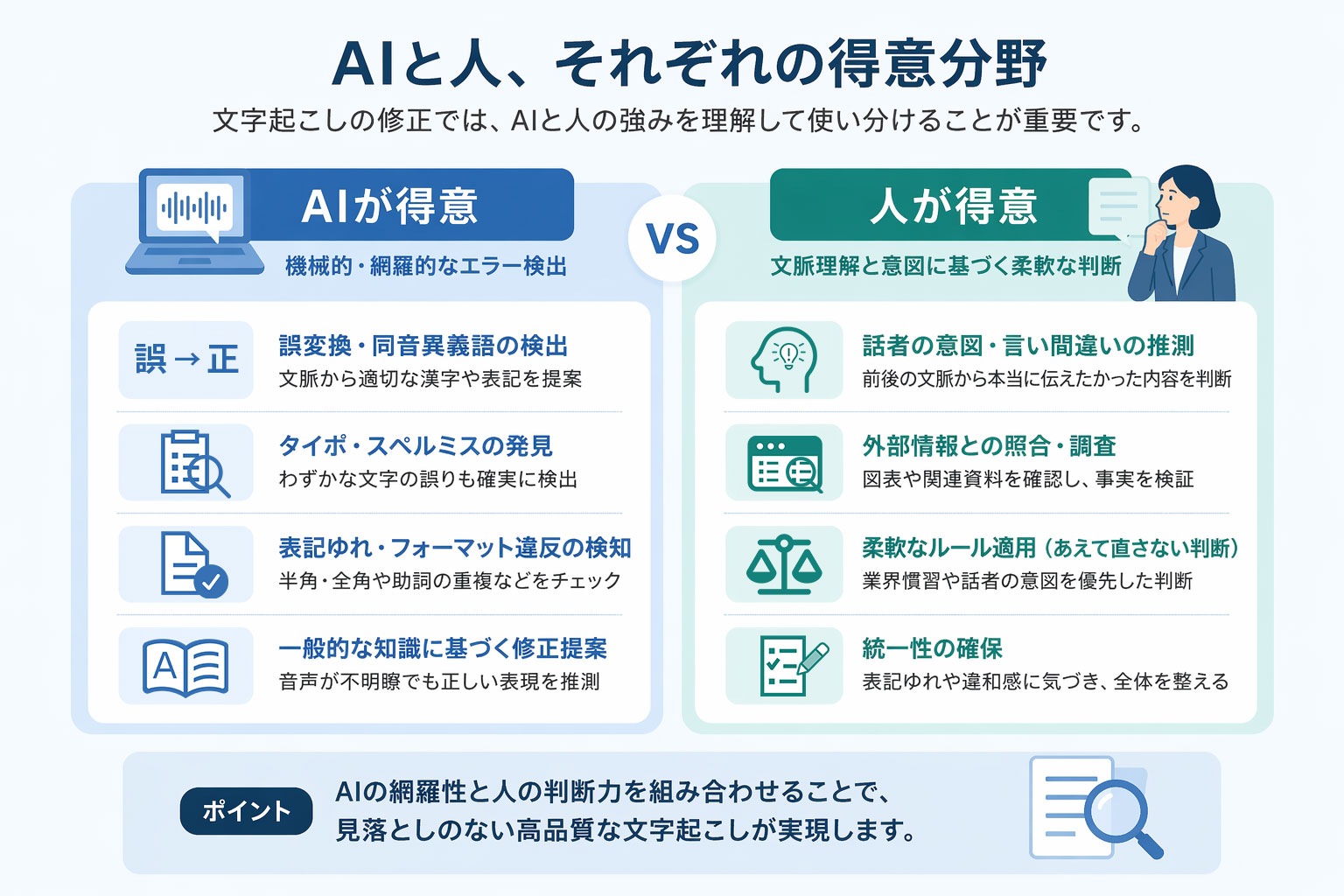 AIと人、それぞれの得意分野の説明画像