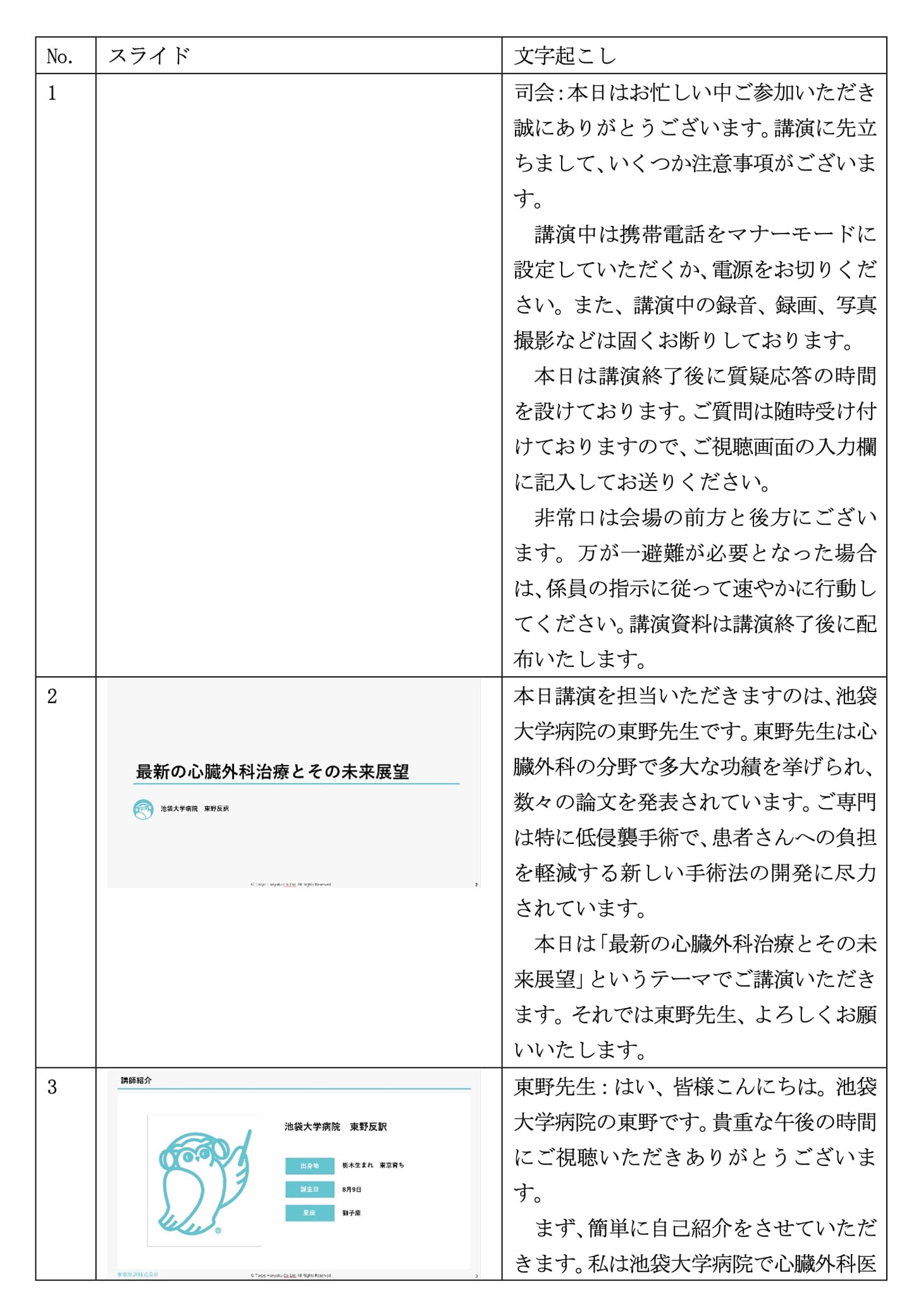 スライド付文字起こしのスクリーンショット